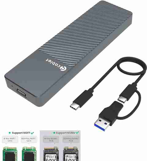Cablet NVMe/NGFF SSD Enclosure USB Gen2 10Gbps (SSD Not