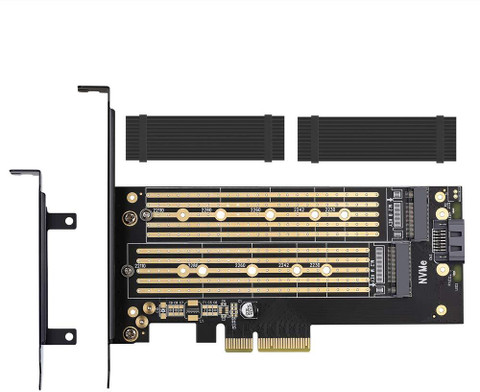 ULTRABYTES Dual PCIE Adapter for SATA or PCIE NVMe SSD with