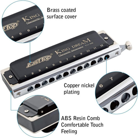 Eeast top King Dream Chromatic Harmonica Key of C,12 Hole 48 Tone