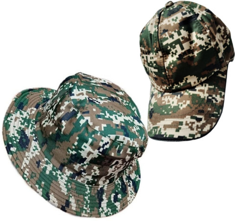 AMF Collections Army Military CRPF Print Hat and Cap