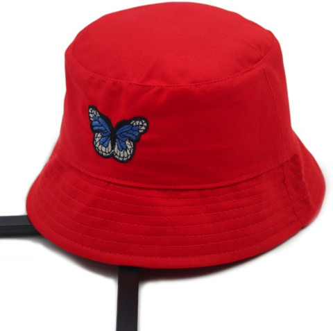 Highever butterfly fashionable embroidered foldable cotton bucket hats for  women hat