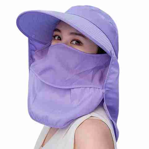 gustave Women Sun Wide Brim UV Protection Fishing Hat Foldable Ponytail  Summer Hats with Detachable Flaps