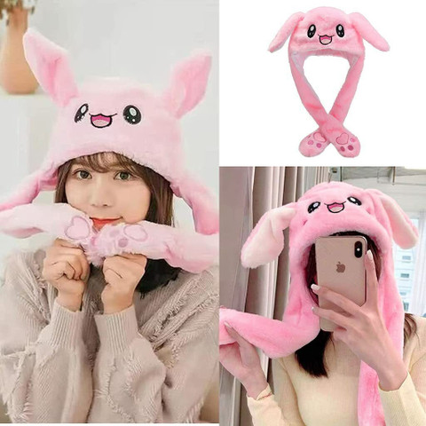 HASTHIP Plush Animal Bunny Dancing Ears Hat, Rabbit Moving Ear Flaps ...