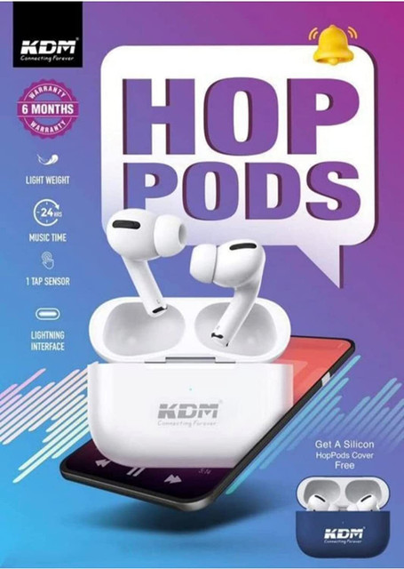KDM A1 HOP PODS Bluetooth Wireless Earphone 24 Hr Listening Time