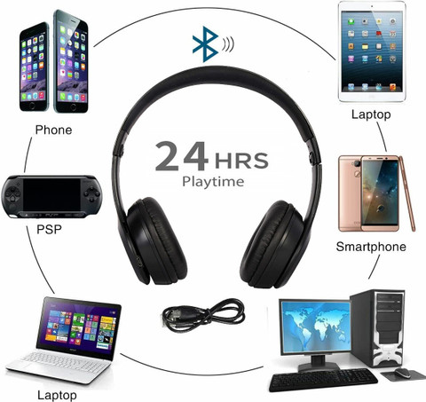 Worricow low price Foldable/Sports/Office/ Gaming Wireless Headphone with  Mic Headset Bluetooth