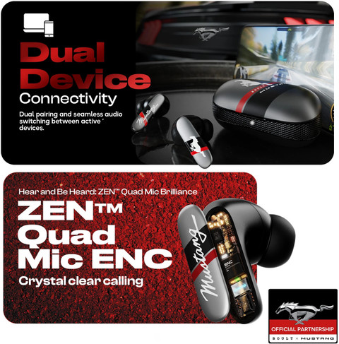 GOBOULT Mustang Dyno with 60 Hrs Battery, Dual Pairing, App Support, Mic  ENC, Bluetooth