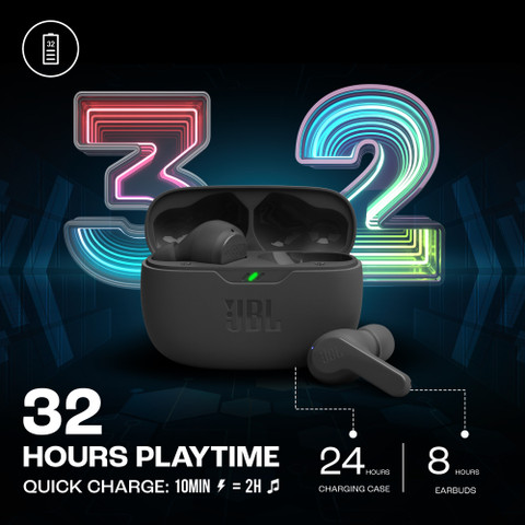 JBL Wave Beam TWS, 32Hr Playtime, IP54, Smart Ambient TalkThru