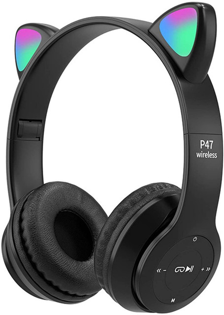 DAEMON Kids/Adults Headphones Wireless, Girls Boys Bluetooth Headset Cat  Look Bluetooth Wired