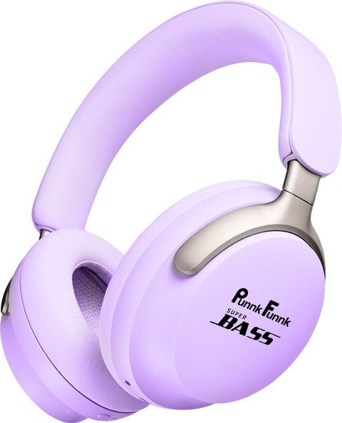 PunnkFunnk Bass Over-Ear Wireless Bluetooth Headphones Noise  Cancellation, 60H Battery, Wired