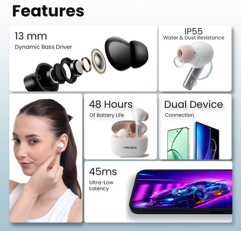 Jinx High Bass Wireless Earbuds FIREGOLD Bt Apex S1 Pro Tws