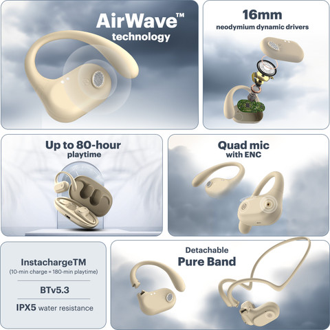 Noise Pure Pods with AirWave technology, 80 Hours Playtime, ENC