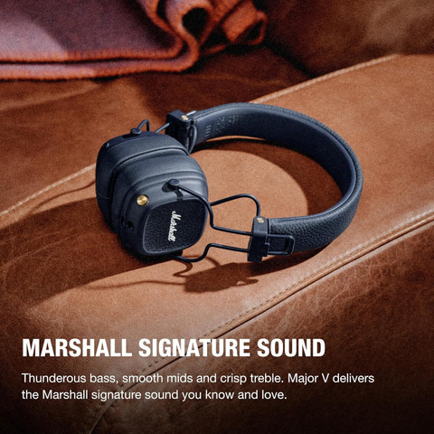 Marshall Major V Wireless On-Ear Headphones, 100 Hours playtime