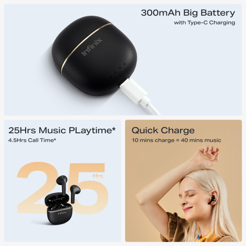 Infinix Buds Lite(XE23) with AI ENC, Dedicated App WeLife, Gaming