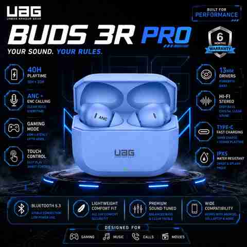 uag urbn armour gear Nord 3R True Wireless Earbuds for Music, Calls & Gaming Bluetooth Headset (Blue, True Wireless) - Image 3