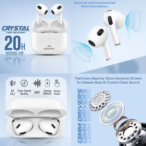 SIGNATIZE 20Hrs Battery, Fast Charge, IWP Tech Low Latency 2Mic