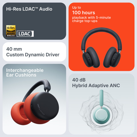 CMF by Nothing Headphone Pro, Hi-Res+LDAC|100hrs Playback|40dB ANC