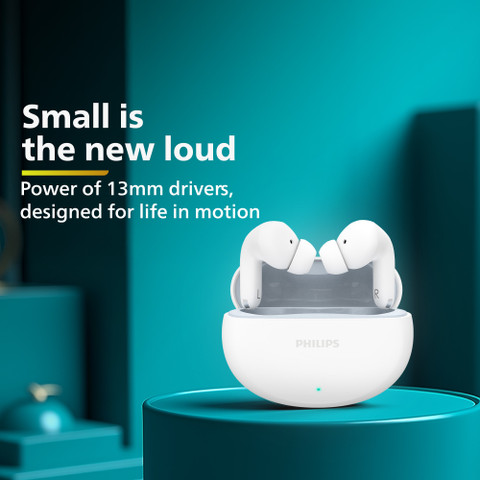 PHILIPS TAT1269WT In-Ear Earbuds, 13mm Drivers, 40H, IPX5, BT