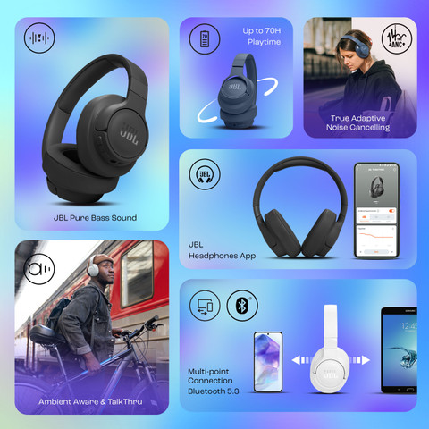 JBL Tune 770NC Active Noise Cancelling, 70Hr Playtime, Fast Pair