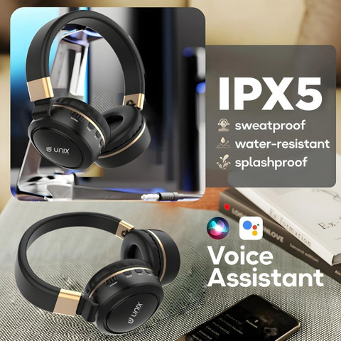 Unix Wireless Headphones I 12 Hrs PlaytimeI 40MM Drivers I Foldable I Built  in Mic Bluetooth