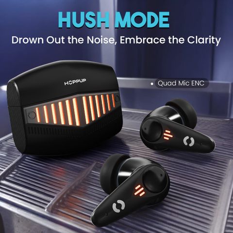 HOPPUP Gaming Earbuds with 35MS Low Latency, 13MM Drivers & Quad Mic ENC Bluetooth Gaming Headset (Black, Grey, True Wireless) - Image 7