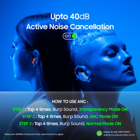 Number Super Buds 999 40dB ANC Gaming TWS Earbuds,4 Mic ENC, 35ms