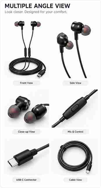 dicrobots superior quality sound type c port earphone Wired Headset (Black, Grey, In the Ear) - Image 2