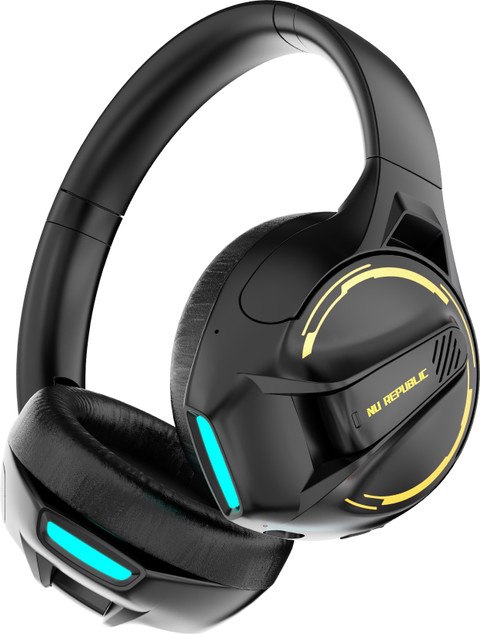 Nu Republic Starboy with 30 Hrs Playtime,40mm driver,Dual Stereo,ENC Flip  Mic,LED Lights Bluetooth Wired