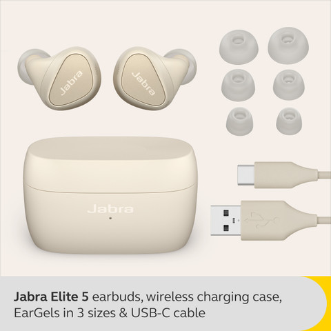 JABRA Elite 5 Bluetooth Headsets with ANC, Multipoint, 6-mic call