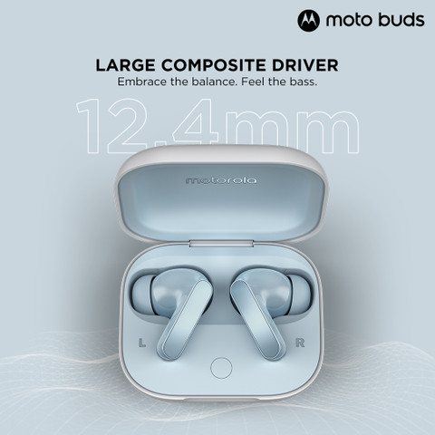 moto buds with Hi-Res Audio, Large driver, 42 hrs playback IPx4  rating Bluetooth