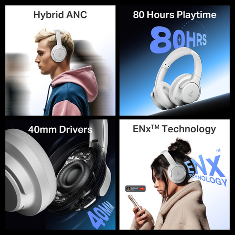 boAt Rockerz 512 ANC, 40dB Hybrid ANC, 80H Battery, ENx,Stream Ad