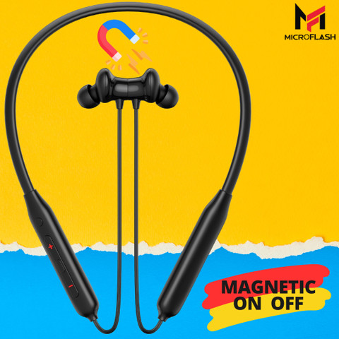 Microflash Bluetooth Neckband Q32 50Hrs Battery, Deep Bass, Mic