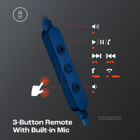 JBL Tune 305C, Hi-Res Audio with DAC , 3-Button EQ , Compatible with USB-C Devices Wired Headset (Blue, In the Ear) - Image 6