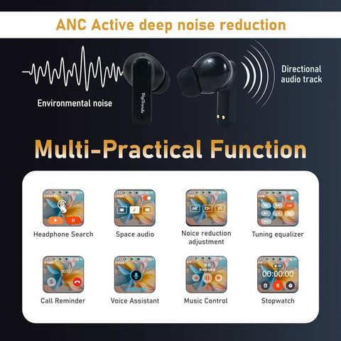 Rocktouch LCD Smart Touch Screen Bluetooth Display Earbuds TWS Cancelling  Bluetooth Bluetooth