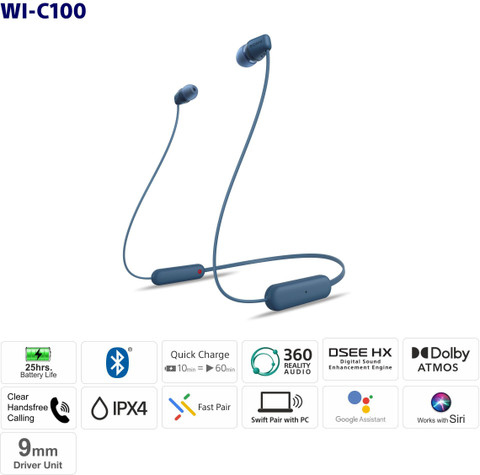 SONY WI-C100 with 25 Hours Battery Life Bluetooth Price in India
