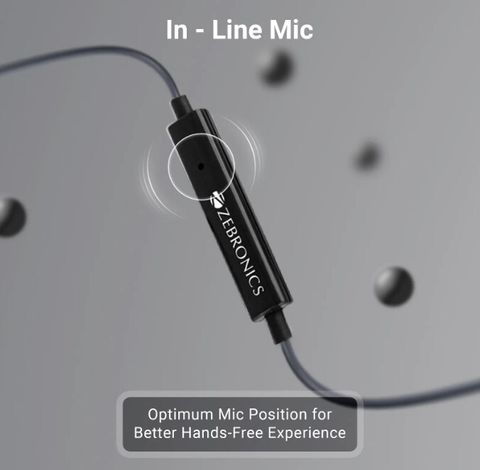 ZEBRONICS Zeb-Bro C, In-Line Mic, 1.2M Cable, Deep Bass,10mm