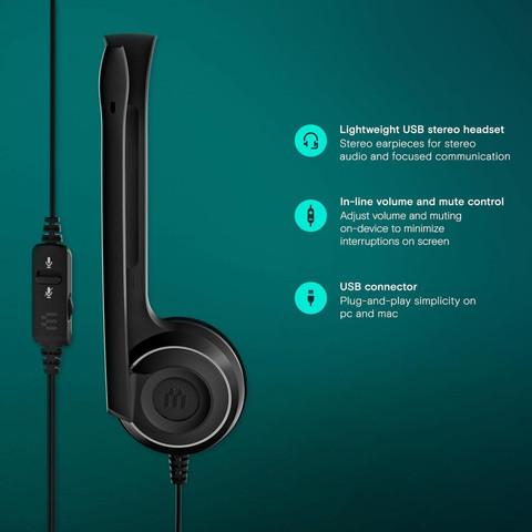 epos PC USB Over-Ear Usb,Wired Voip Headphone With Mic Wired