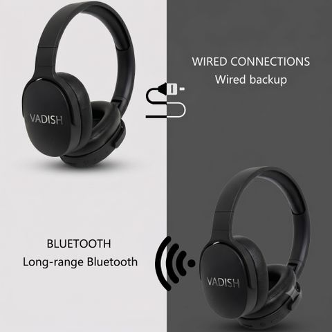 vadish Premium Quality Audio Luxurious Comfort Crystal Clear Sound Super Bass Bluetooth Headset (Black, On the Ear) - Image 6