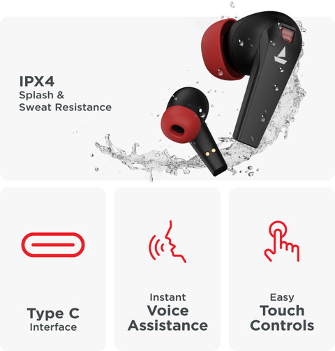 बोट Airdopes 192 with Beast Mode(40ms), 30 Hours Playback LED Lights  हेडसेट