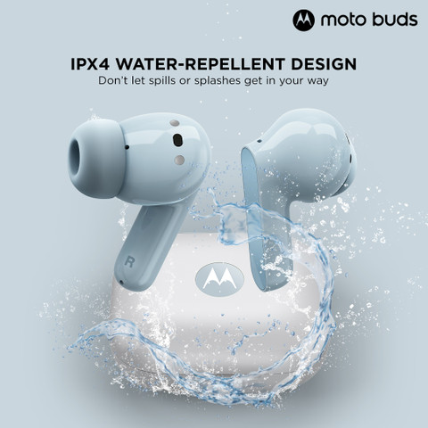 moto buds with Hi-Res Audio, Large driver, 42 hrs playback IPx4  rating Bluetooth