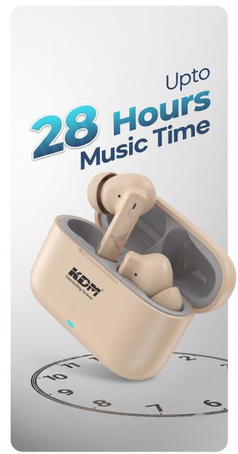 KDM W3 Start Pods Bluetooth 5.4 TWS Earbuds, Beige - Image 4