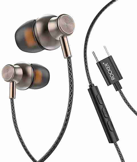 Rocker R-729 Type-C Wired Earphones Hi-Fi Sound, Magnetic Earbuds Wired