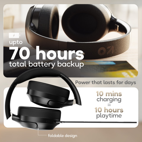 GOBOULT Q 70 Hrs Battery, ENC Mic, 40mm Boosted Drivers, EQ Modes,  Supreme Bass, Bluetooth Wired