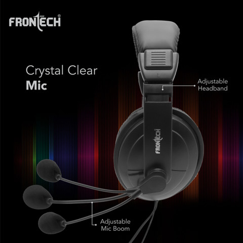 Frontech HF-3442 Multimedia Headphone with mm|Leather Cushion|  Adjustable Mic Wired