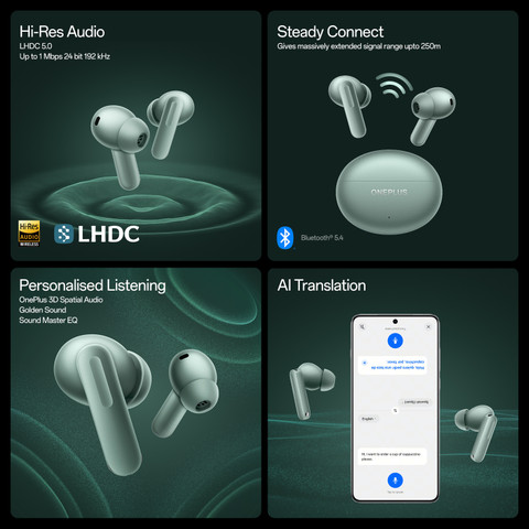 OnePlus Buds 4 55dB ANC, 45 hrs Playback, Dual Drivers with Dual