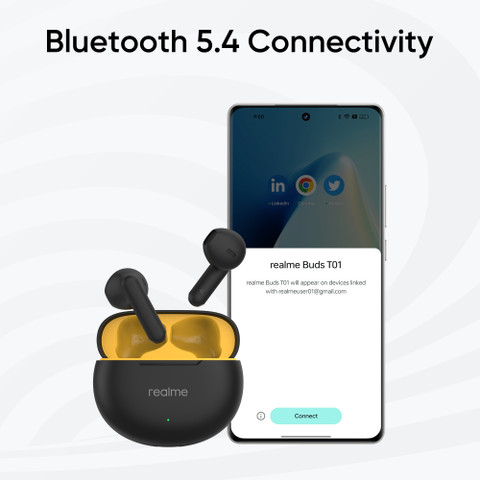 realme Buds T01 with 13mm Driver, AI ENC for Calls, BT and