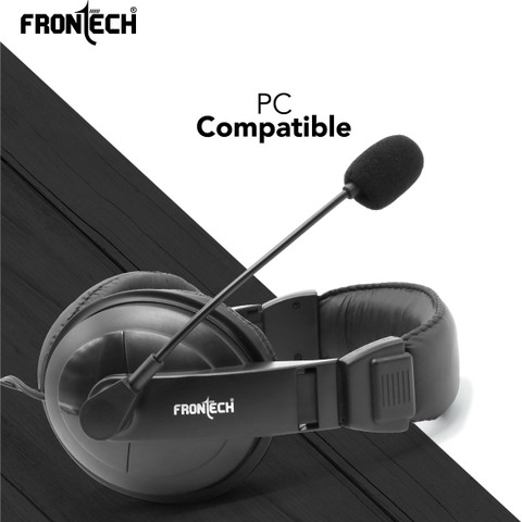 Frontech HF-3442 Multimedia Headphone with mm|Leather Cushion|  Adjustable Mic Wired