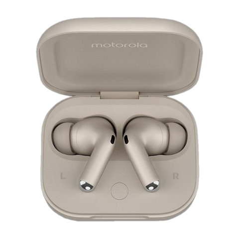 MOTOROLA buds+|Sound by Bose, Dual Dynamic Drivers, 48dB ANC, Dolby Head Tracking Bluetooth Headset (Beach Sand, True Wireless) - Image 3