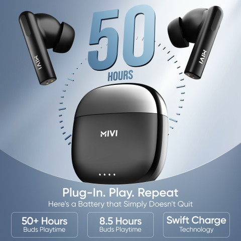 Mivi DuoPods i4 TWS,Quad-mic ENC,13mm Bass,50+ Hrs Playtime,low  latency,Type Bluetooth