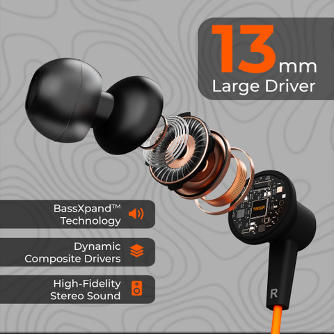TRIGGR Blaze Type-C Wired Earphones with 13mm Driver, In-line Controls,  Rich Bass, Mic Wired