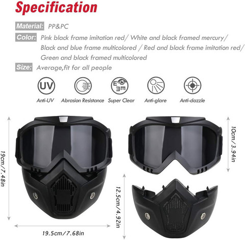 LOVMOTO Bike Motorcycle Protective Goggles Bike Face Mask Eyewear